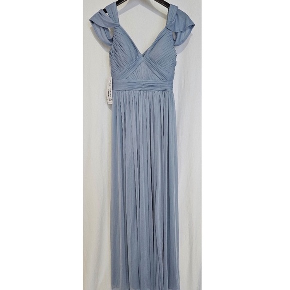 Azazie NWT Stretch-Mesh "Calla" Dusty Blue Bridesmaid Prom Dress Size A2 - Picture 5 of 14